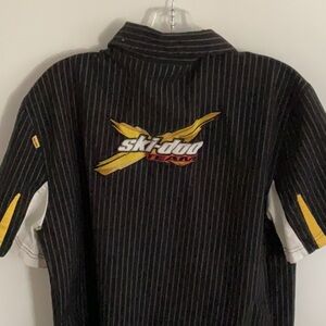 Casual Black and Yellow Button Down Shirt ski doo